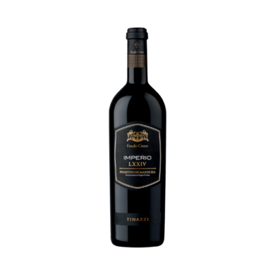Black bottle of an Imperio Tinazzi Primitivo Di Manduria 2021
